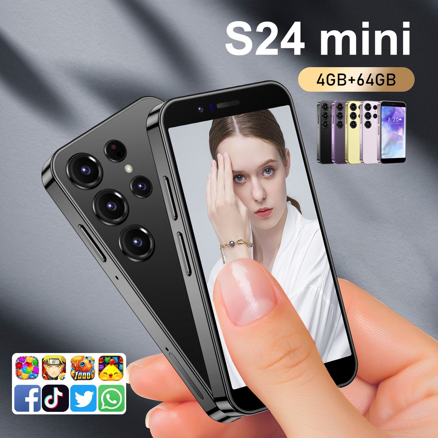 2024 hot selling S24 mini 3G Mini Smartphone WiFi GPS Android Cell Phones Slim Body Dual Sim Google Play Store Cute Smart Phone